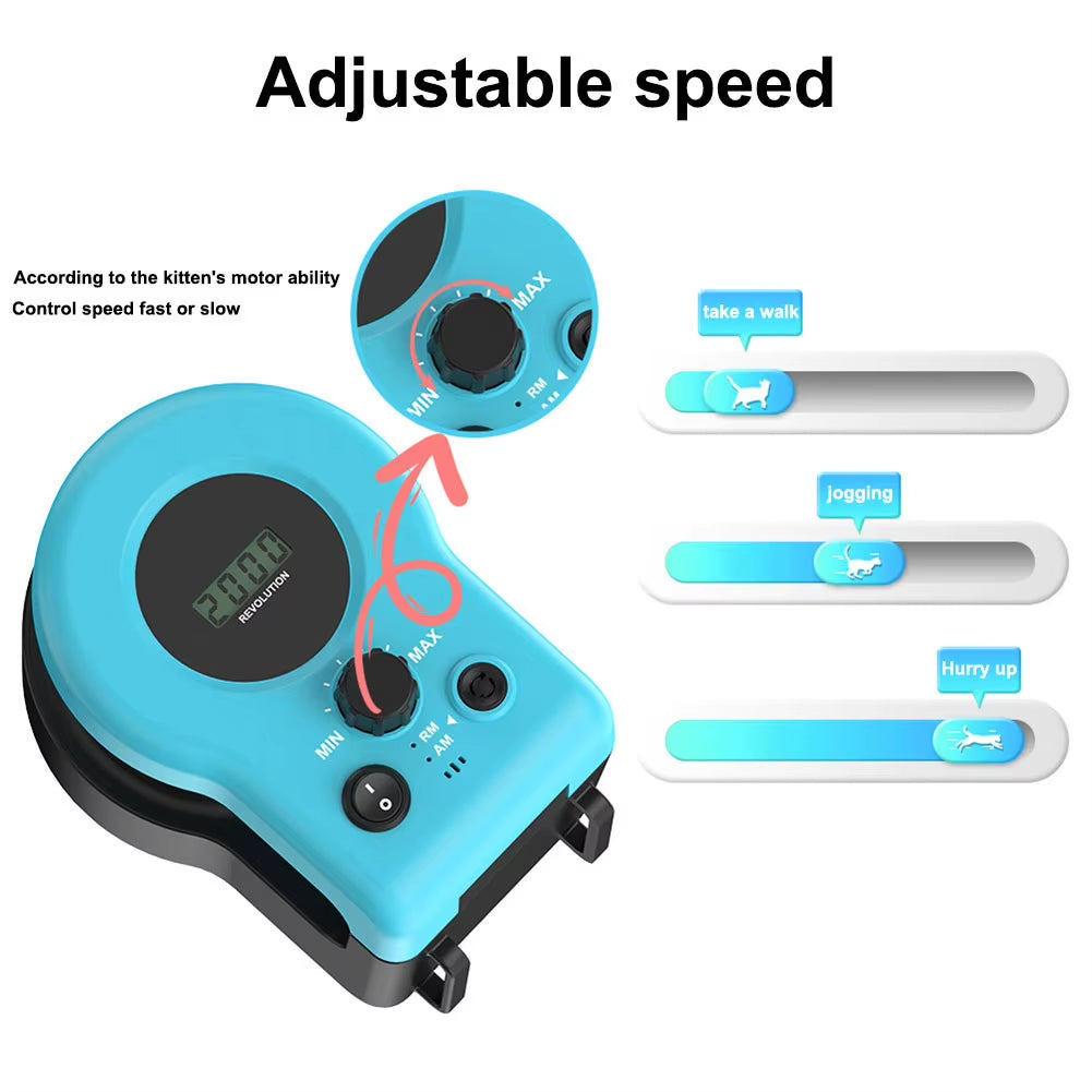 Cat Feather Toy Treadmill Chase Run Exercise Mental Stimulation Cat Treadmill Adjustable Speed for Bored Kitten Puppy Play