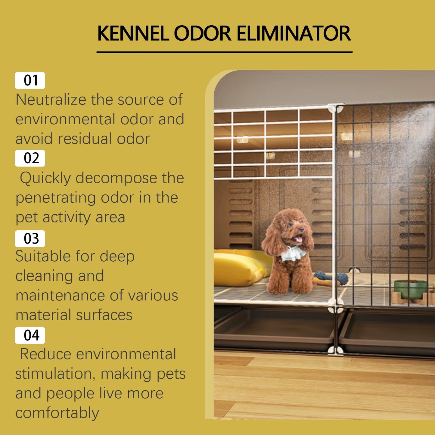 Powerful Pet Odor Eliminator Enzyme Formula for Stubborn Dog Urine Cat Smell on Bed Crate Litter Box - Air Freshener for Kennel