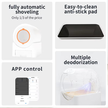 Fully Automatic Pet Cat Litter Box Automatic Cat Litter Box with APP Large Capacity Self Cleaning Litter Box for Multiple Larg