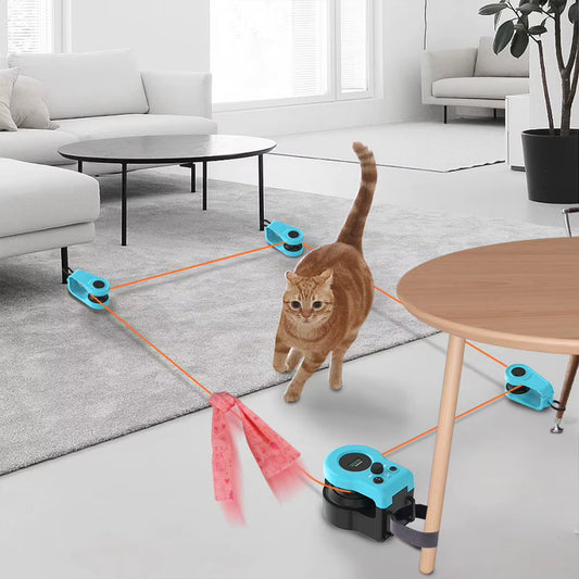 Cat Feather Toy Treadmill Chase Run Exercise Mental Stimulation Cat Treadmill Adjustable Speed for Bored Kitten Puppy Play